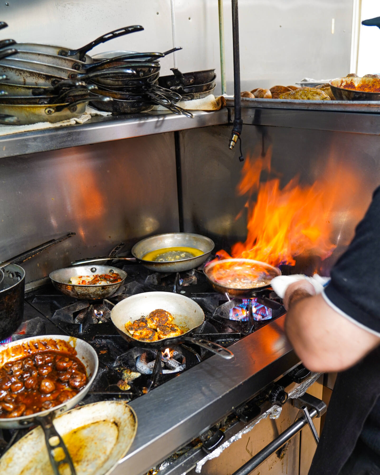 Working the line over open flame at Prime 225